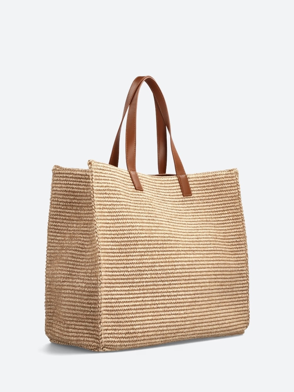 Urban Expressions Natural Straw Tote with Brown Handles